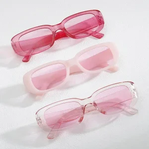 3pcs Men's And Women's Black White Red Small Frame Retro 90s Glasses For Travel, Daily, Beach