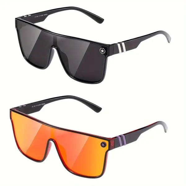 2PCS Men's Glasses Cycling Glasses Outdoor Sports Glasses UV Resistant Sunshade Comes With Premium Casual Glasses Bag