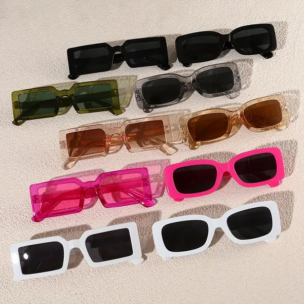 10-Piece Wrap Style Fashion Glasses Set - Plastic Frame, Anti-Reflective PC Lens, Fishing Sports Eyewear, Casual Decorative Glasses with Plastic Hinges