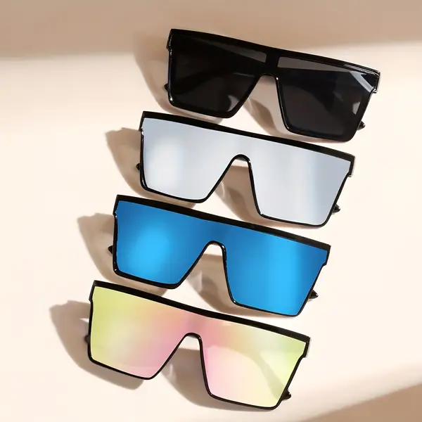 4 Pcs Sporty Rimless Glasses For Women, PC Frame & Lens Sun Shades For Hiking, Casual Style