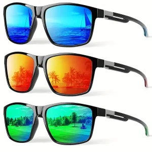 KALIYADI Rectangle Polarised Sports Sunglasses Lightweight Material Stress-Free Comfortable To Wear Running Mountaineering Hiking Cycling 3 PACK