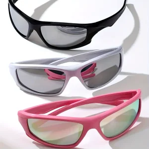 3 Pcs Sporty Glasses, Plastic Frame, Running Sport, High Fashion Beach And Street Style Eyewear