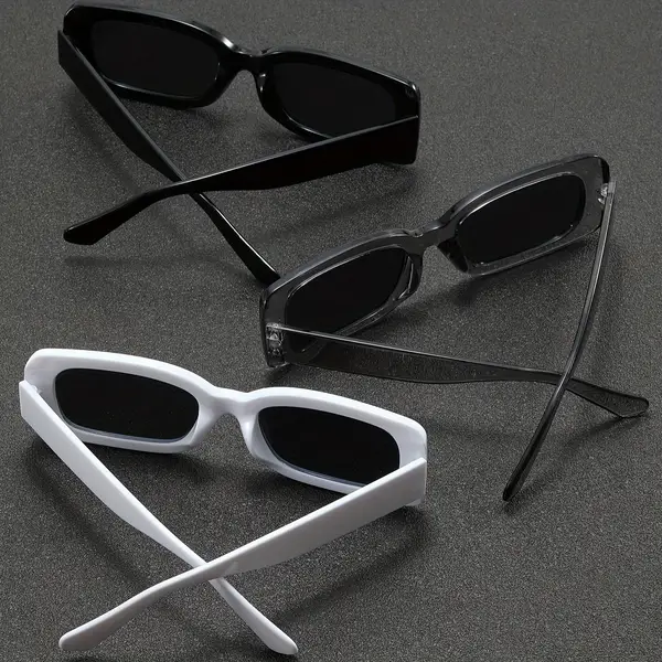 3pairs, Classic Punk Y2K Rectangle Fashion Glasses, For Men Women Outdoor Sports Party Vacation Travel Driving Fishing Supplies Photo Props