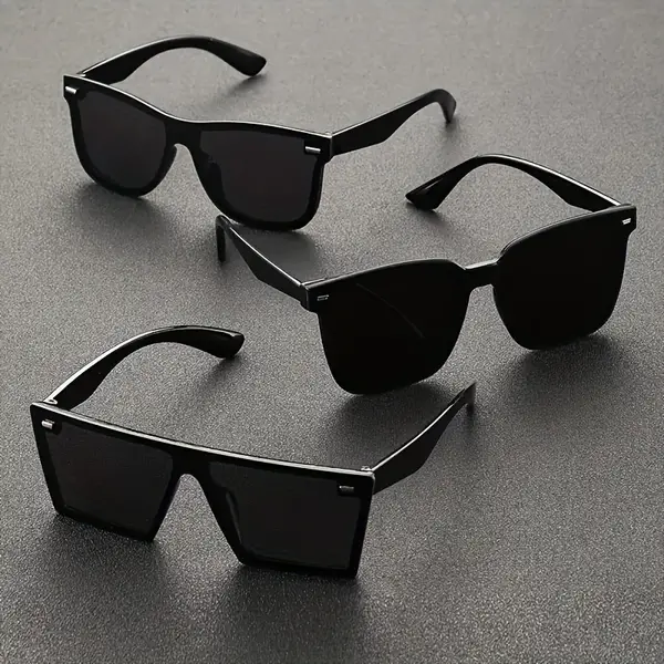 3pcs Black Men's Fashion Glasses