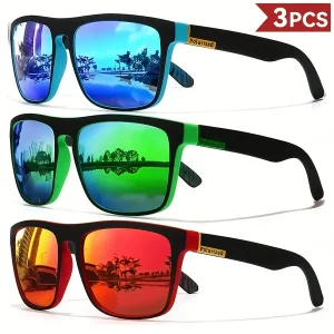 3pairs, Fantasy Cool Classic Polarized Square Fashion Glasses, For Men Women Outdoor Sports Party Vacation Travel Driving Fishing Supplies Photo Props