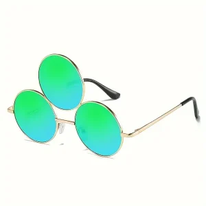 1pc Personality Unique Three Eyes Design Fashion Dress Up Sunglasses Metal Frame Decoration Glasses, Suitable For Event Holiday Travel Use Y2K Graduation Prom