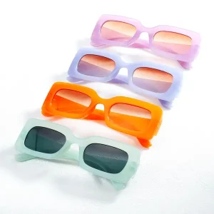 4 Pairs Women's Rectangular Fashion Glasses, Colorful, Perfect For Outdoor Travel, Party, Beach